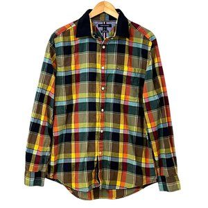 Tommy Hilfiger Men's Shirt M Classic Fit Plaid Button Down Corduroy Collar